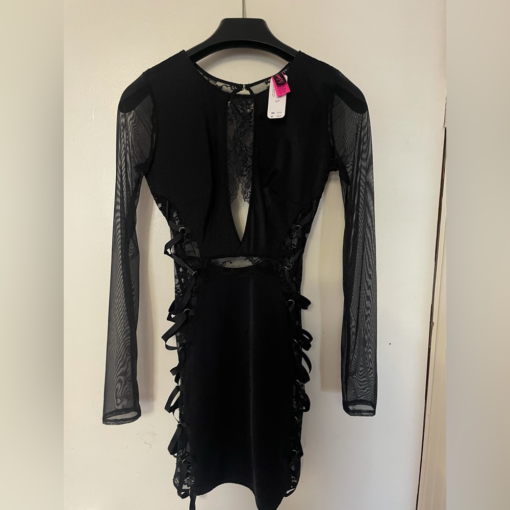 Le Senza black sexy dress, adjustable corset lace up sides
